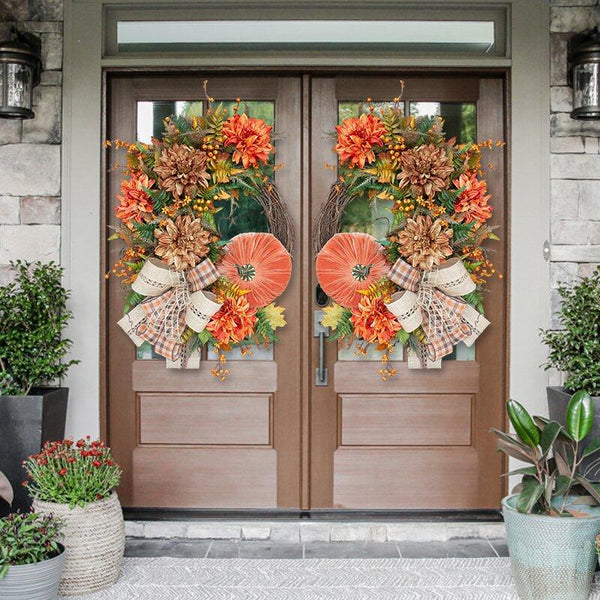 Fall Pumpkin Garland-Rustic Grapevine Home Decor