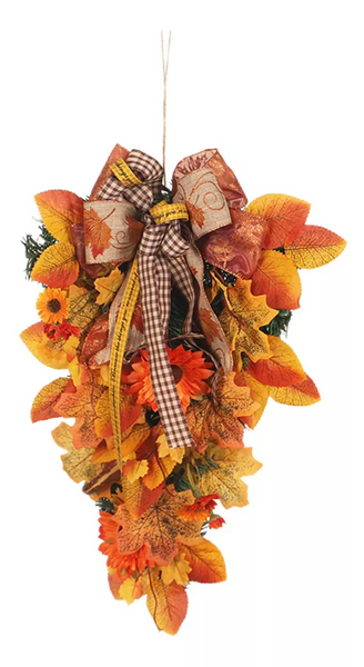 Fall bow outdoor wreath