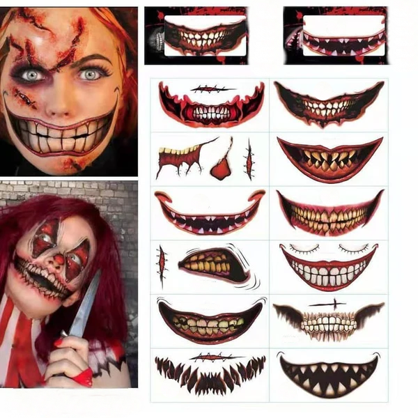 Halloween Prank Makeup Temporary Tattoo - Realistic & Easy To Remove